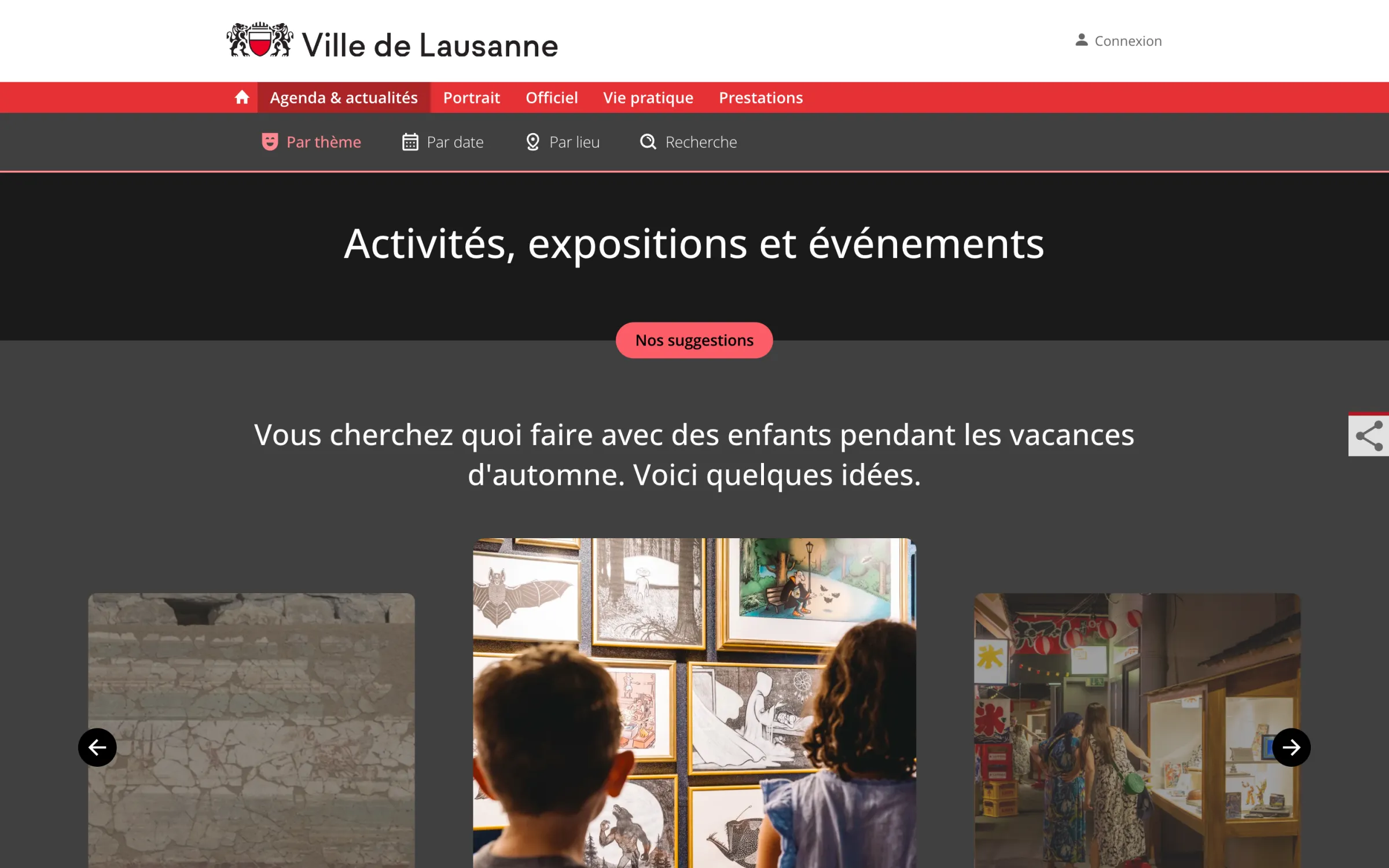 Suggestions by theme on the Lausanne events calendar