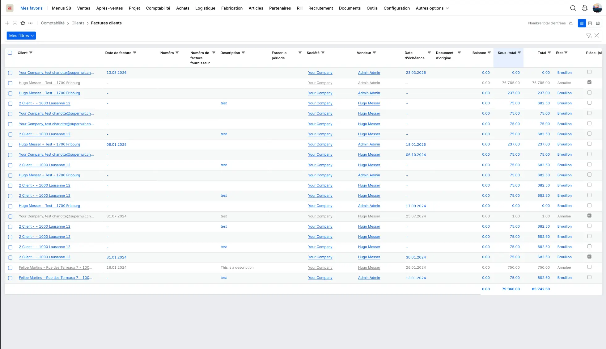 CID ERP software interface: general ledger view
