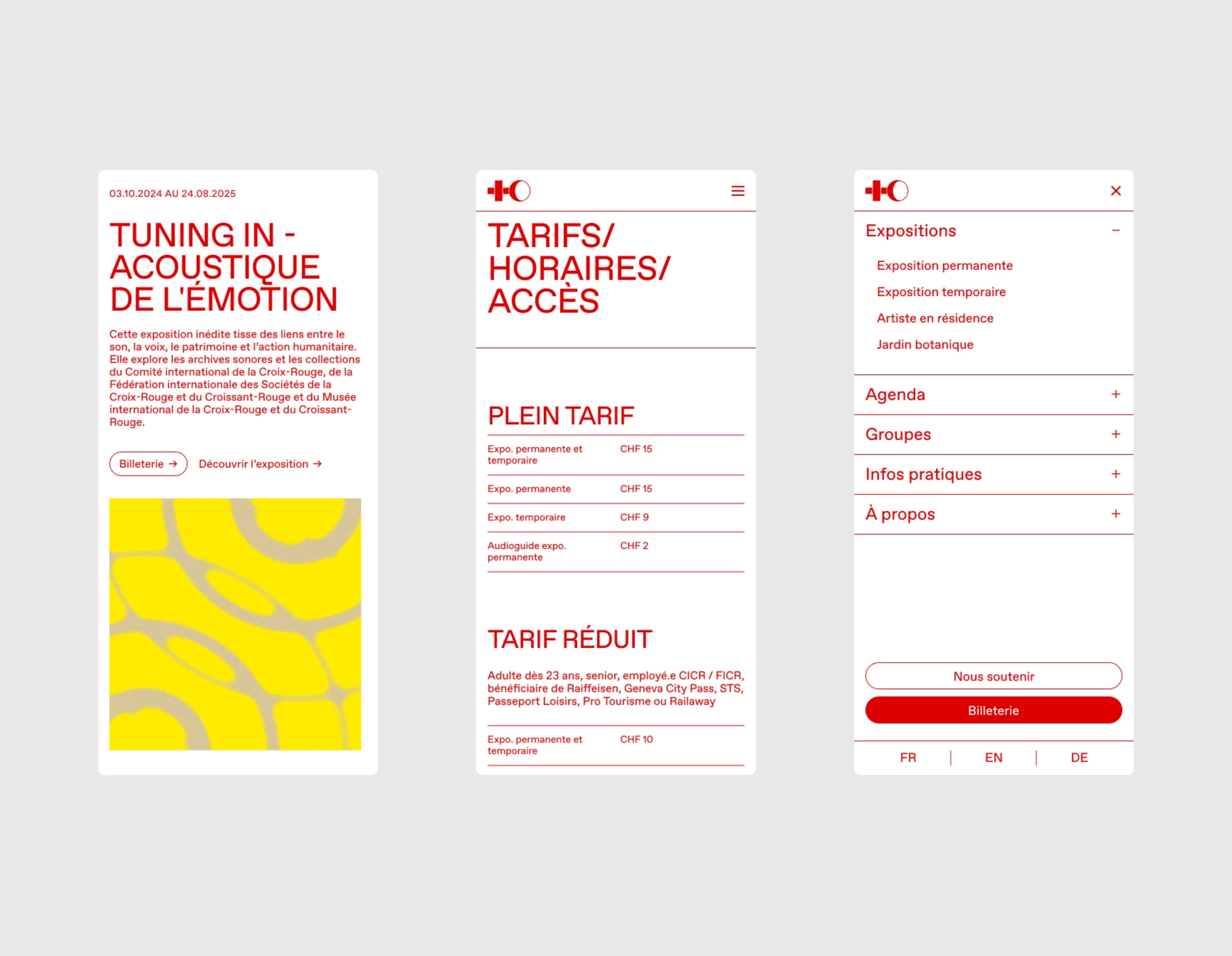 Page for the permanent exhibition “The Humanitarian Adventure” on the Museum website
