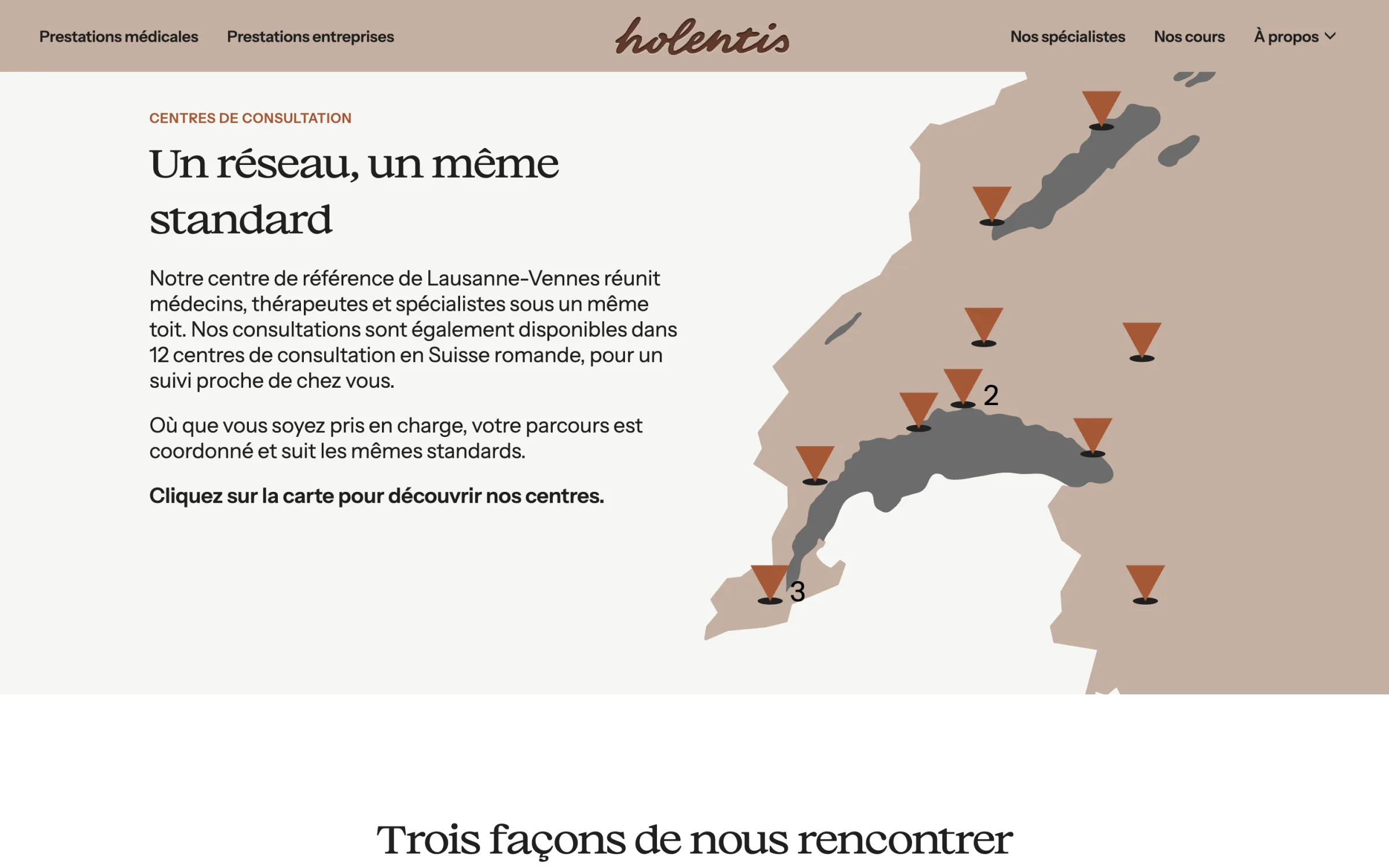 Map of the consultation centres in French-speaking Switzerland