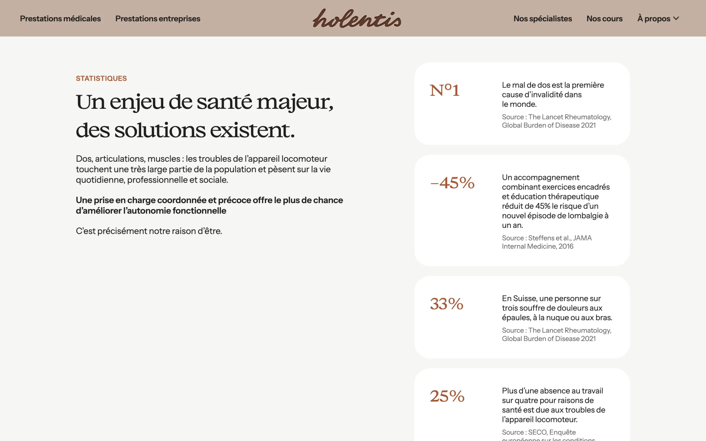 Statistics section: a major health issue, backed by sourced figures