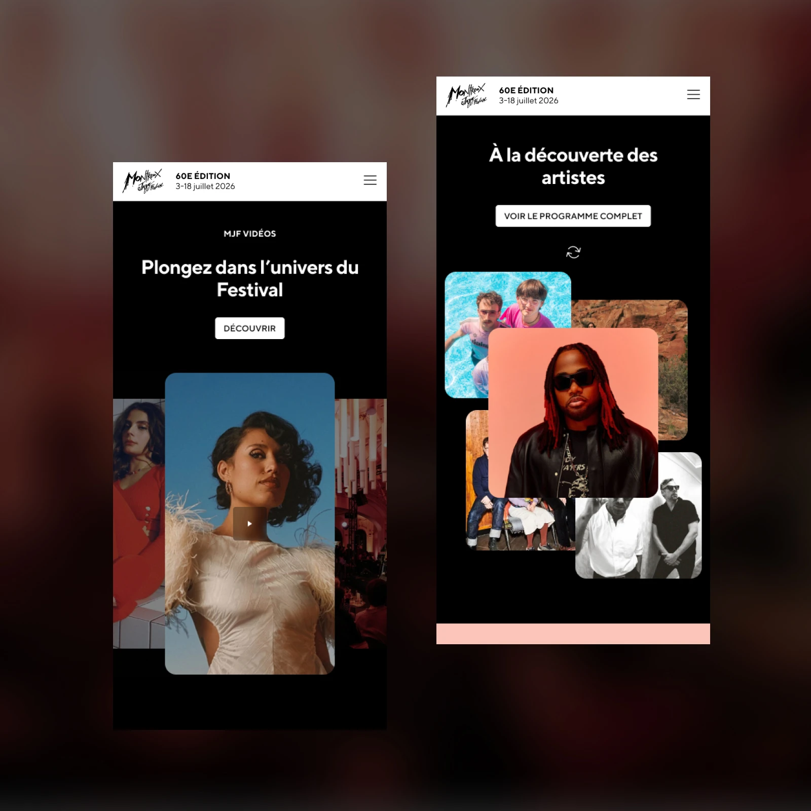 The programme on mobile, as a chronological list